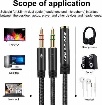 �3.5mm Headphone Splitter, Gold Plated Headset 3.5mm Female to 2 Dual Male Microphone Audio Stereo Jack for PC, Laptop 0.2 m Stereo Audio Cable��(Compatible with PC, Laptop, Black)